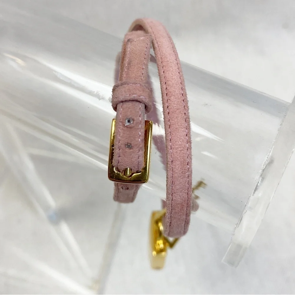 Authentic Tom Ford pink suede & Gold Padlock Anklet / Ankle Bracelet